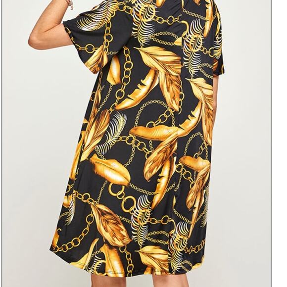 NWT Black and Gold Chain Dress Size Small - Picture 5 of 7